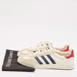 Adidas x Gucci White/Grey Leather and Suede Gazelle Low Top Sneakers Size 41.5