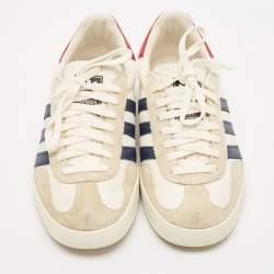 Adidas x Gucci White/Grey Leather and Suede Gazelle Low Top Sneakers Size 41.5