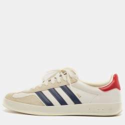 Adidas x Gucci White/Grey Leather and Suede Gazelle Low Top Sneakers Size 41.5