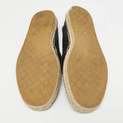  Gucci Black Microguccissima Leather Slip On Espadrille Flats Size 44