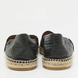  Gucci Black Microguccissima Leather Slip On Espadrille Flats Size 44