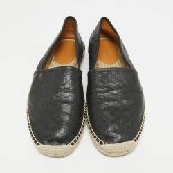  Gucci Black Microguccissima Leather Slip On Espadrille Flats Size 44