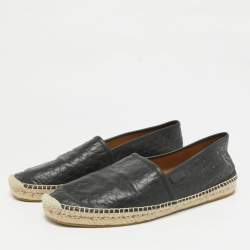  Gucci Black Microguccissima Leather Slip On Espadrille Flats Size 44
