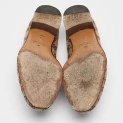 Pre Owned Gucci Beige/Brown GG Canvas and Leather Paride Loafers Size 42