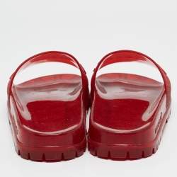 Pre Owned Gucci x Adidas Red Rubber Adilette Pool Slides Size 42