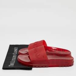 Pre Owned Gucci x Adidas Red Rubber Adilette Pool Slides Size 42