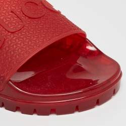 Pre Owned Gucci x Adidas Red Rubber Adilette Pool Slides Size 42