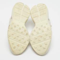 Pre Owned Gucci Cream Leather Vintage Logo Rhyton Sneakers Size 44