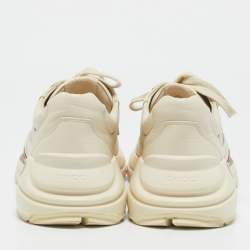Pre Owned Gucci Cream Leather Vintage Logo Rhyton Sneakers Size 44