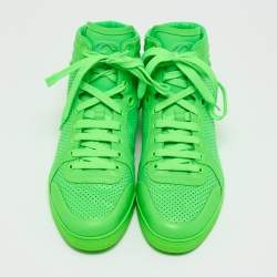 Gucci Neon Green Perforated Leather Coda High Top Sneakers Size 42.5