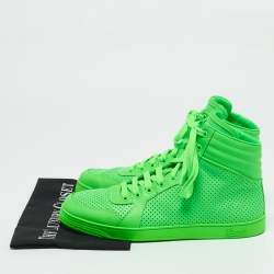 Gucci Neon Green Perforated Leather Coda High Top Sneakers Size 42.5