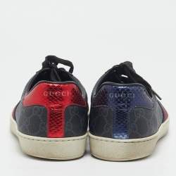 Gucci Black GG Supreme Canvas Web Ace Sneakers Size 43.5