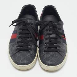 Gucci Black GG Supreme Canvas Web Ace Sneakers Size 43.5