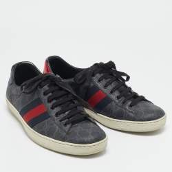 Gucci Black GG Supreme Canvas Web Ace Sneakers Size 43.5