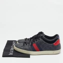 Gucci Black GG Supreme Canvas Web Ace Sneakers Size 43.5