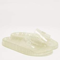 Gucci Transparent Rubber Logo Slide Sandals Size 44