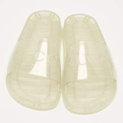 Gucci Transparent Rubber Logo Slide Sandals Size 44