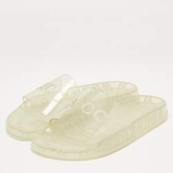Gucci Transparent Rubber Logo Slide Sandals Size 44