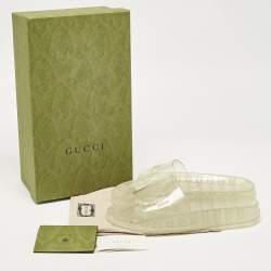 Gucci Transparent Rubber Logo Slide Sandals Size 44
