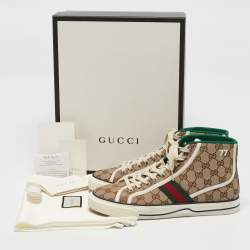 Gucci Beige/Ebony GG Canvas Tennis 1977 Sneakers Size 43