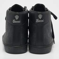 Gucci Black GG Supreme Canvas and Leather Brooklyn Sneakers Size 44