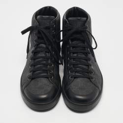 Gucci Black GG Supreme Canvas and Leather Brooklyn Sneakers Size 44