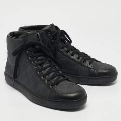 Gucci Black GG Supreme Canvas and Leather Brooklyn Sneakers Size 44