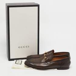 Gucci Brown Leather Jordaan Loafers Size 41