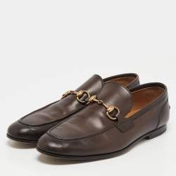 Gucci Brown Leather Jordaan Loafers Size 41
