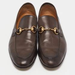 Gucci Brown Leather Jordaan Loafers Size 41