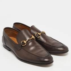 Gucci Brown Leather Jordaan Loafers Size 41