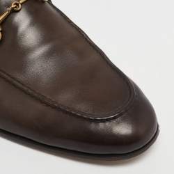 Gucci Brown Leather Jordaan Loafers Size 41
