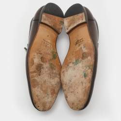 Gucci Brown Leather Jordaan Loafers Size 41