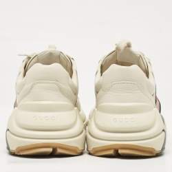 Gucci Cream Leather Web Rhyton Sneakers Size 41