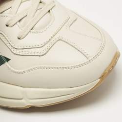 Gucci Cream Leather Web Rhyton Sneakers Size 41