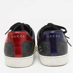 Gucci Black GG Supreme Canvas Tiger Print Ace Sneakers Size 41.5