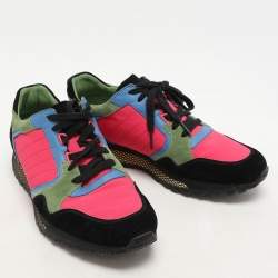 Gucci Multicolor Canvas and Suede Low Top Sneakers Size 41