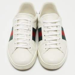 Gucci White Crocodile Leather and Leather Ace Lace Up Sneakers Size 44.5