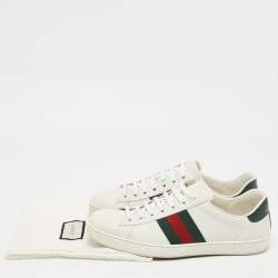 Gucci White Crocodile Leather and Leather Ace Lace Up Sneakers Size 44.5