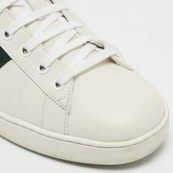 Gucci White Crocodile Leather and Leather Ace Lace Up Sneakers Size 44.5
