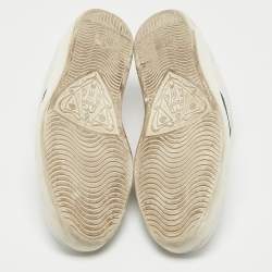 Gucci White Crocodile Leather and Leather Ace Lace Up Sneakers Size 44.5