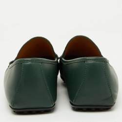 Gucci Dark Green Guccissima Leather Slip On Loafers Size 42.5