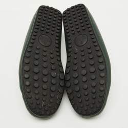 Gucci Dark Green Guccissima Leather Slip On Loafers Size 42.5