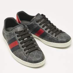 Gucci Black GG Supreme Canvas Web Ace Sneakers Size 39.5