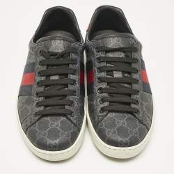 Gucci Black GG Supreme Canvas Web Ace Sneakers Size 39.5