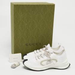 Gucci White Knit Fabric Run Sneakers Size 43.5