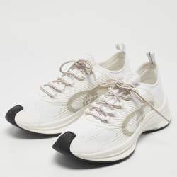 Gucci White Knit Fabric Run Sneakers Size 43.5