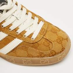 Adidas x Gucci Red/Brown GG Canvas Gazelle Low Top Sneakers Size 39.5