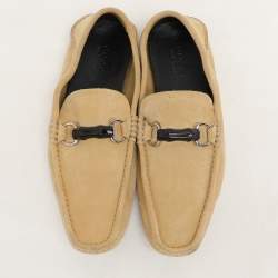 Gucci Yellow Suede Horsebit Slip On Loafers Size 42.5