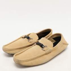 Gucci Yellow Suede Horsebit Slip On Loafers Size 42.5